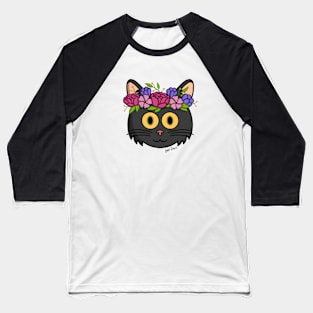 Black kitty with flower crown! Baseball T-Shirt
